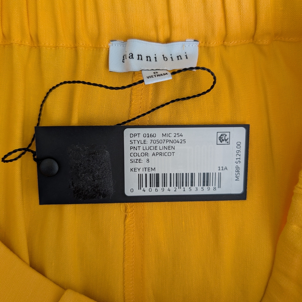 Gianni Bini Womens 8 Lucie Linen Pants Apricot NWT Vacation Resortwear Coastal - Picture 7 of 8